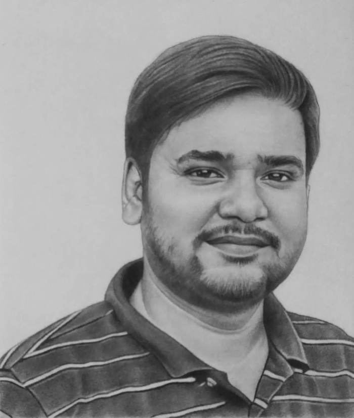 Young man pencil portrait commission by Sumit Kumar sketch artist Patna Bihar