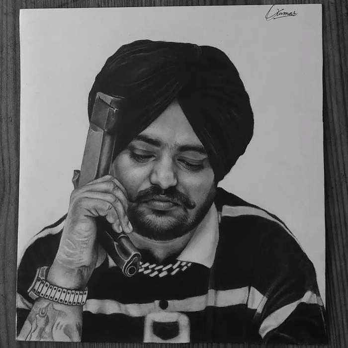Charcoal portrait man in turban by Sumit Kumar sketch artist Patna Bihar