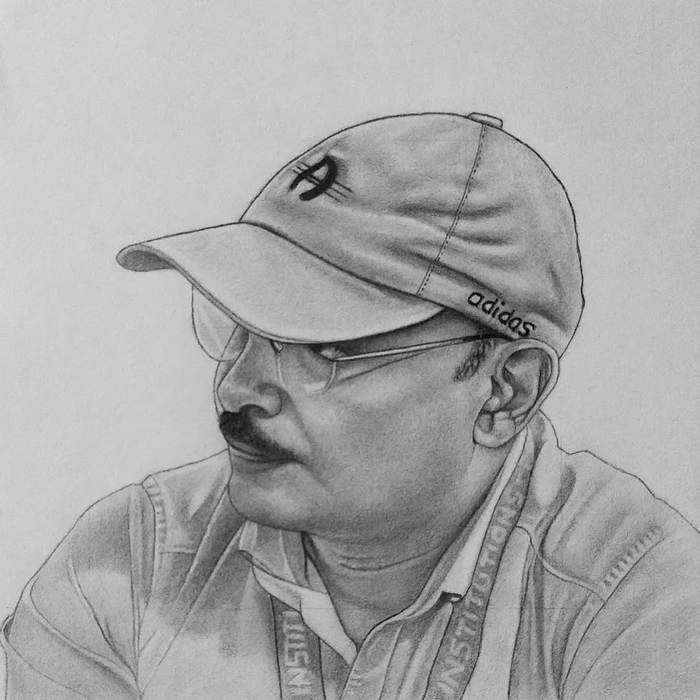 Pencil sketch man in Adidas cap by Sumit Kumar sketch artist Patna Bihar