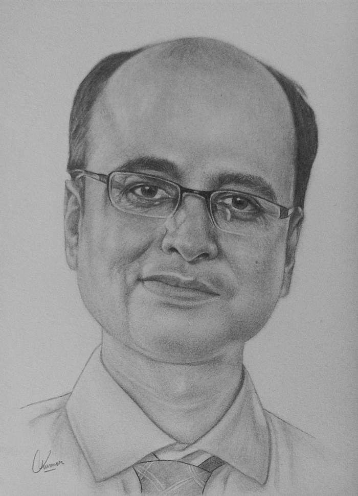 Pencil sketch bald man portrait by Sumit Kumar sketch artist Patna Bihar